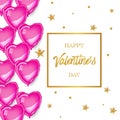 Pink baloons hearts, square frame Royalty Free Stock Photo